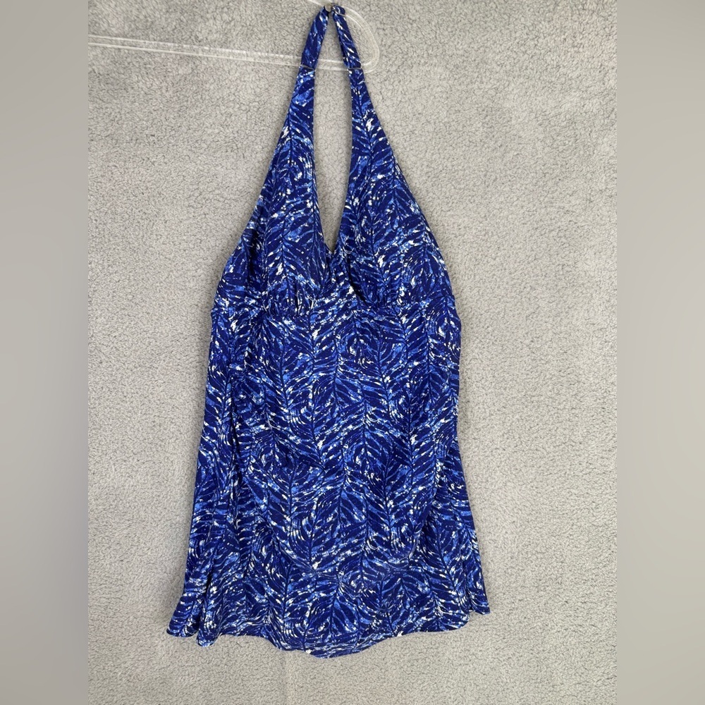 LL bean one piece swim dress blue size 10 long
